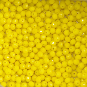 Cristal de Vidro, Rondel, 04mm, Amarelo