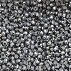 Cristal de Vidro, Rondel, 04mm, Cinza Prata