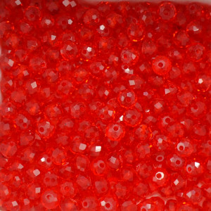 Cristal de Vidro, Rondel, 06mm, Vermelho Transparente