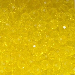 Cristal de Vidro, Rondel, 08mm, Amarelo Transparente