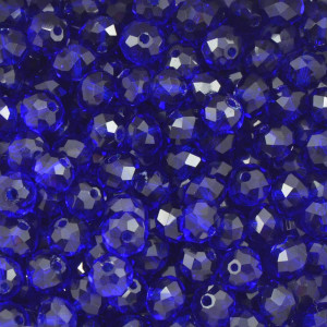 Cristal de Vidro, Rondel, 08mm, Azul Bic Transparente