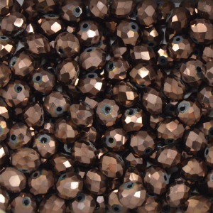 Cristal de Vidro, Rondel, 08mm, Marrom Escuro