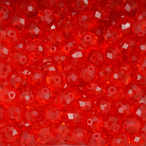 Cristal de Vidro, Rondel, 08mm, Vermelho Transparente