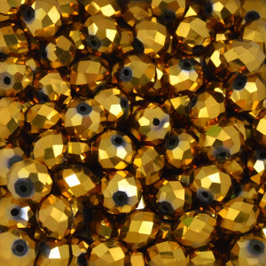 Cristal de Vidro, Rondel, 10mm, Amarelo Dourado