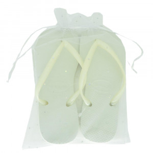 Saquinho de Voal, 20cm x 30cm, Detalhes Bolinhas, Branco/Prateado