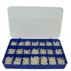 Caixa Organizadora, 21 Divisórias, Azul Royal com Tampa Transparente