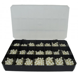 Caixa Organizadora, 21 Divisórias, Preto com Tampa Transparente