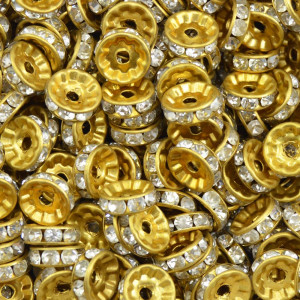Entremeio Circular, 10mm, Ouro, Cristal