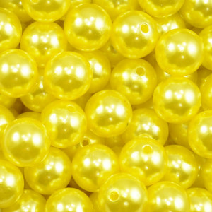 Pérola ABS, 12mm, Amarelo Canário