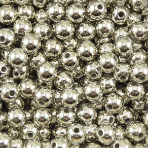 Pérola ABS, 08mm, Prata Metalizado