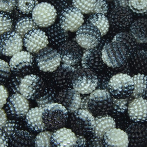 Pérola Craquelada Amora, 10mm, Mesclado Preto/Branco