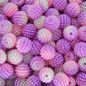 Pérola Craquelada Amora, 10mm, Mesclado Rosa/Lilás