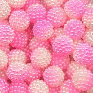 Pérola Craquelada Amora, 12mm, Mesclado Branco/Rosa Claro