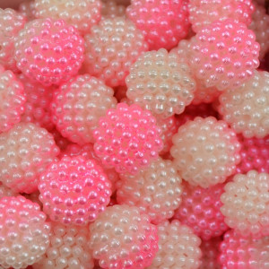 Pérola Craquelada Amora, 14mm, Mesclado Branco/Rosa Claro