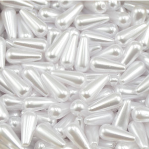 Gota de Pérola ABS, Furo Passante, 06mm x 13mm, Branco