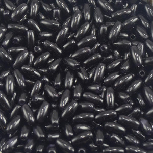 Arrozinho Perolado ABS, 04mm x 08mm, Preto