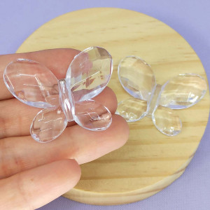 Aplique de Acrílico, Borboleta, 45mm, Cristal Transparente