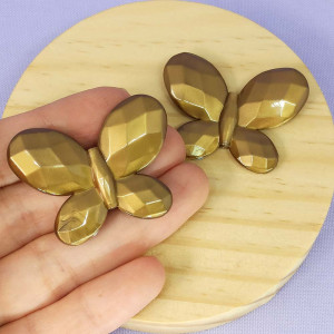 Aplique de Acrílico, Borboleta, 45mm, Marrom Bronze