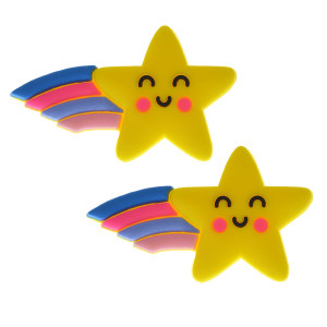 Aplique de Borracha, Estrela e Arco-Íris, Amarelo/Colorido