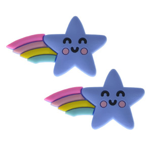 Aplique de Borracha, Estrela e Arco-Íris, Roxo/Colorido