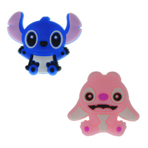 Aplique de Borracha, Personagem Stitch, Azul e Rosa