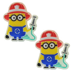 Aplique de Borracha, Minions, Bombeiro, Amarelo/Azul/Vermelho