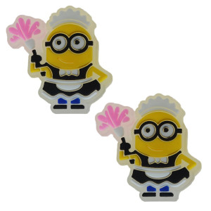 Aplique de Borracha, Minions, Faxineiro, Amarelo/Preto/Rosa