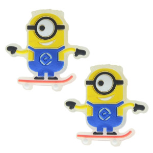 Aplique de Borracha, Minions, Skatista, Amarelo/Azul/Vermelho