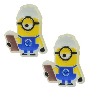 Aplique de Borracha, Minions, Engenheiro, Amarelo/Azul/Marrom