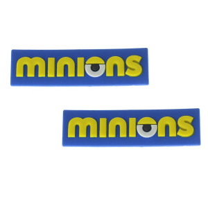 Aplique de Borracha, Minions, Plaquinha Nome, Amarelo/Azul