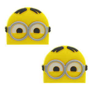 Aplique de Borracha, Minions, Rosto com Dois Olhos, Amarelo