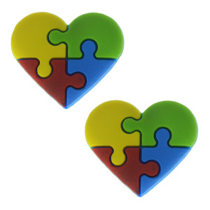Aplique de Borracha, Autismo Quebra-Cabeça, Coração