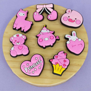 Kit Apliques Princesa Kawaii Rosa para Babuche – 8 Unidades
