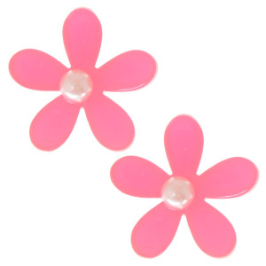 Aplique, Margarida 30mm com Pérola, Acrílico, Rosa Salmão