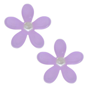 Aplique, Margarida 30mm com Pérola, Acrílico, Lilás