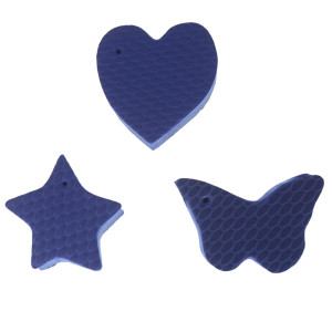 Kit de Pingentes de Borracha para Chaveiro, Estrela Coração e Borboleta, Azul Ametista