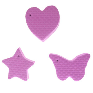 Kit de Pingentes de Borracha para Chaveiro, Estrela Coração e Borboleta, Rosa Chiclete