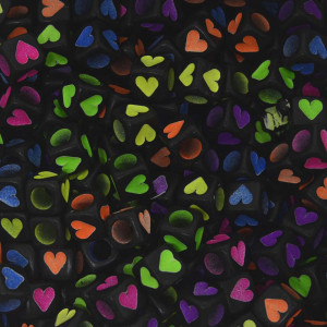 Miçanga Plástica, Coração, Quadrado 07mm, Preto/Colorido