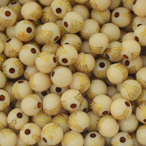 Miçanga Plástica, Nossa Senhora, Bolinha 08mm, Bege/Dourado