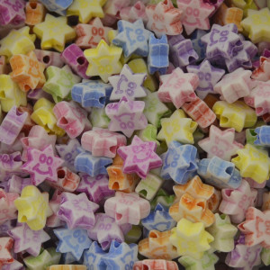 Miçanga Plástica, Estrela 08mm, Colorido