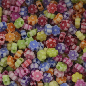 Miçanga Plástica, Flor 06mm, Colorido