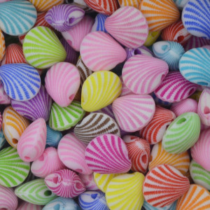 Miçanga Plástica, Concha 12mm, Colorido