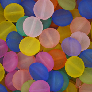 Miçanga Plástica, Disco Translúcido 12mm, Colorido Fosco