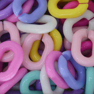 Miçanga Plástica, Elo 24mm, Colorido