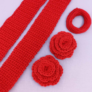 Kit de Aplique em Crochê Begônia, Carmim