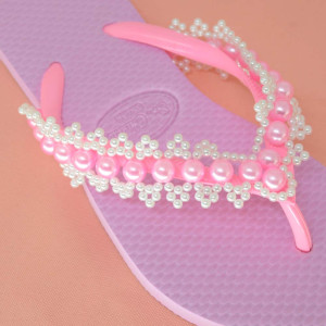 Trama de Pérolas Dália, Rosa/Branco