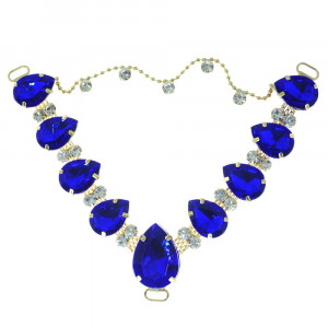 Cabedal Carol, Passante, Correntinha, Azul/Cristal