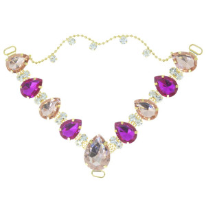 Cabedal Carol, Passante, Correntinha, Rosa Claro/Rosa/Cristal