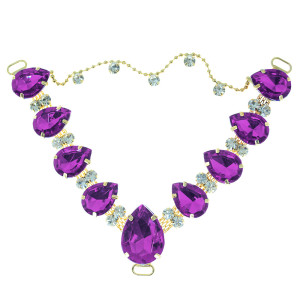 Cabedal Carol, Passante, Correntinha, Roxo/Cristal