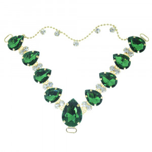 Cabedal Carol, Passante, Correntinha, Verde/Cristal